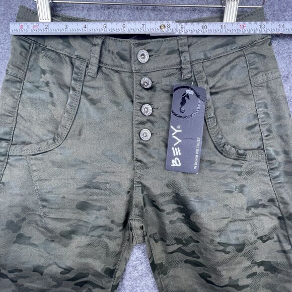 Bevy Jeans Womens 24 Camo Komando Pants Stretch Jegging Button Fly Streetwear - Picture 6 of 7